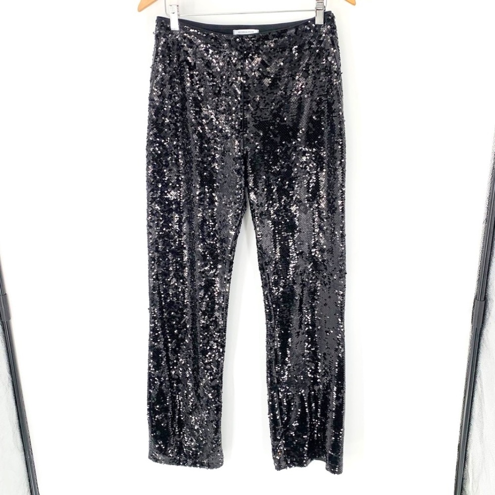 Stockholm Atelier & Other Stories Women Pants Sequins Black Flare Zip Leg Sz 8